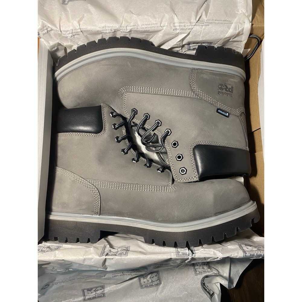 Timberland 6-In Lace up Waterproof Boot Grey Nubuck Mens Sz 13 Steel toe